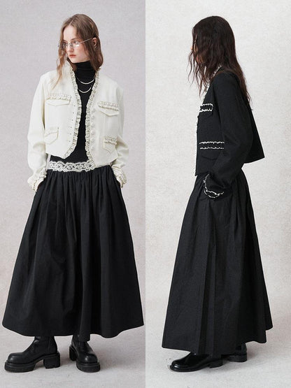 AnnoMundi Cropped Peplum Blazer With Ruffle Hem