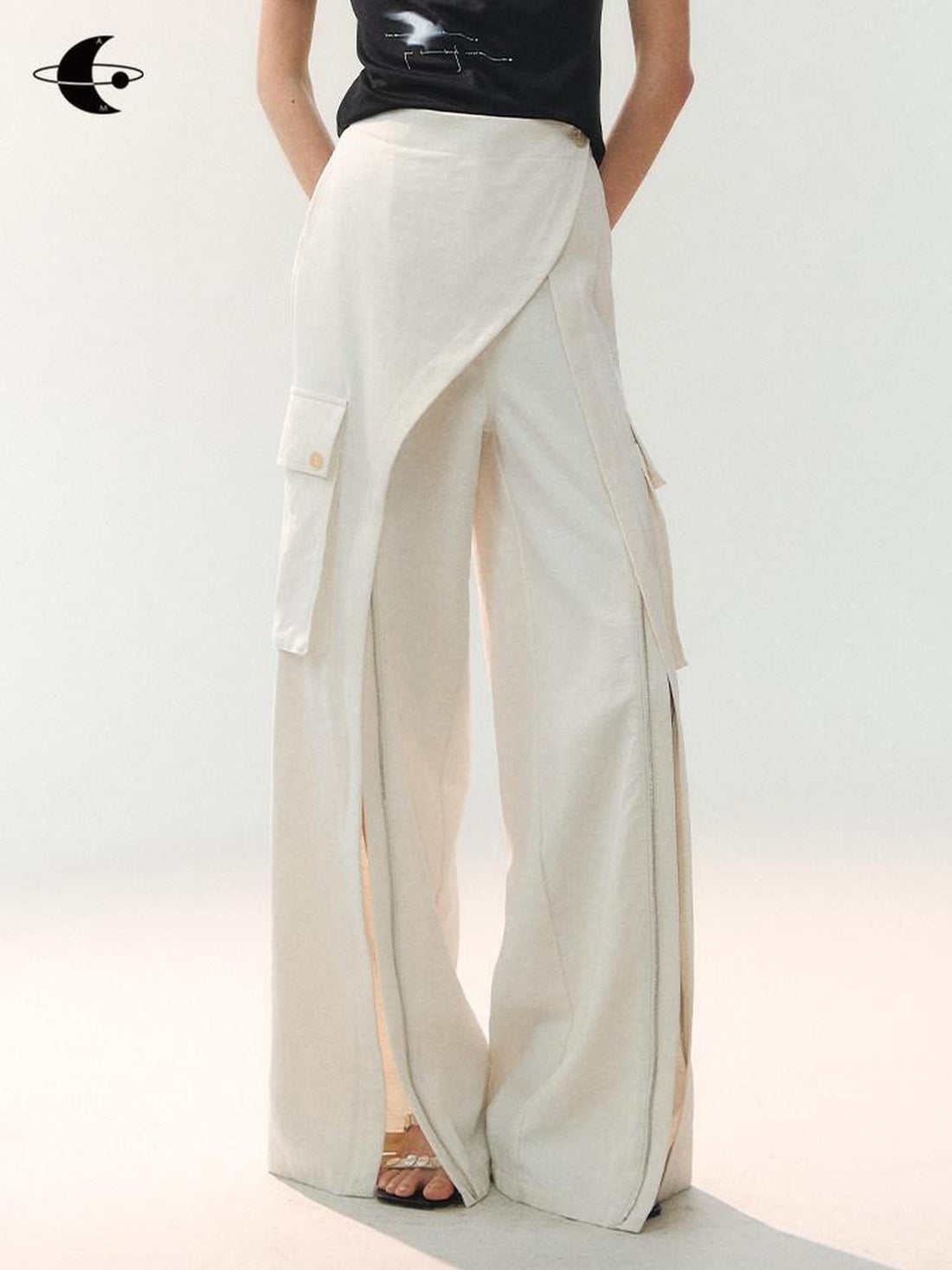 AnnoMundi Cross Layered Panels Zipper Floor Length Women&