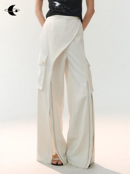 AnnoMundi Cross Layered Panels Zipper Floor Length Women&
