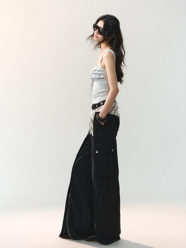 AnnoMundi Cross Layered Panels Zipper Floor Length Women&