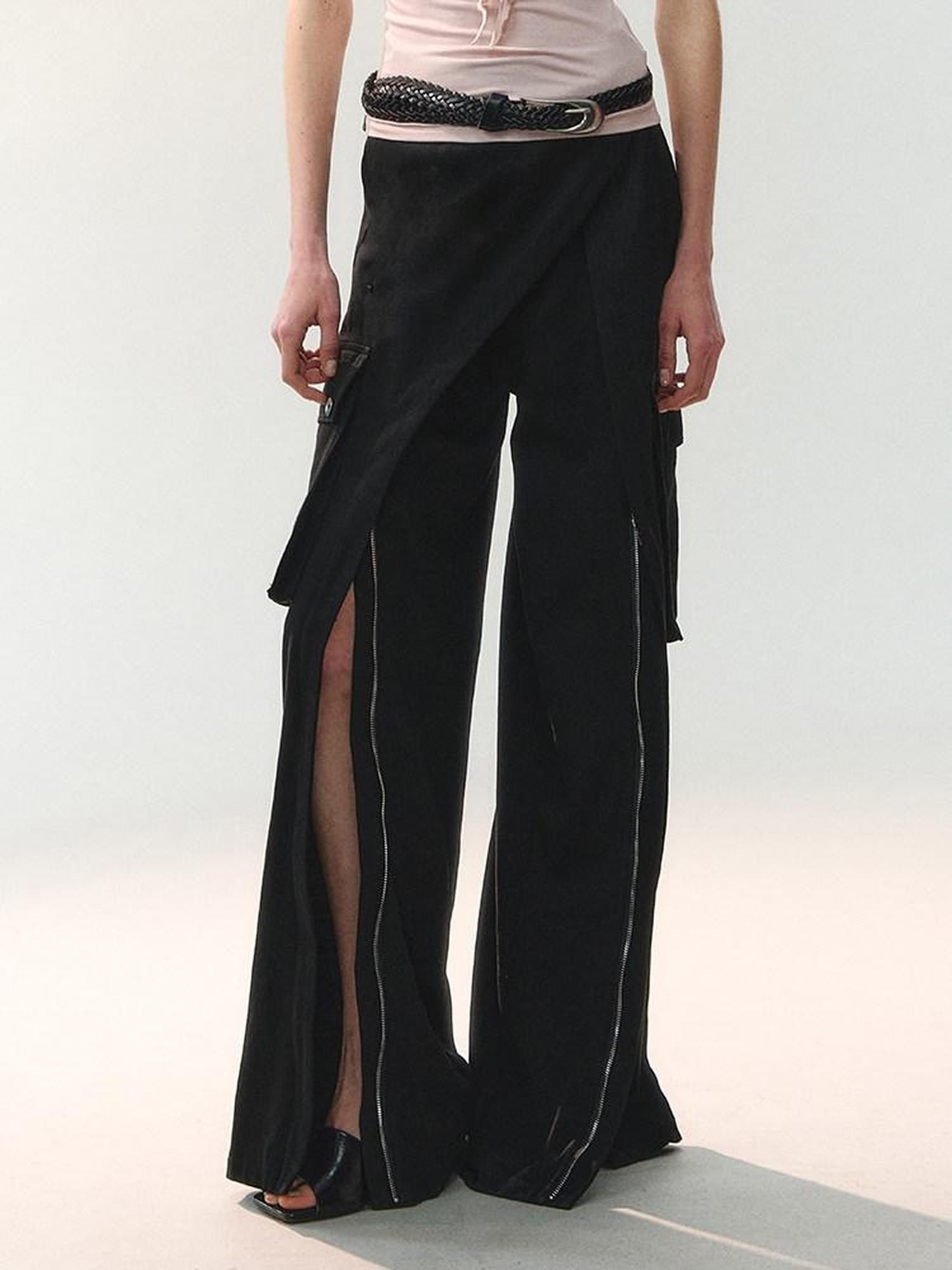 AnnoMundi Cross Layered Panels Zipper Floor Length Women&