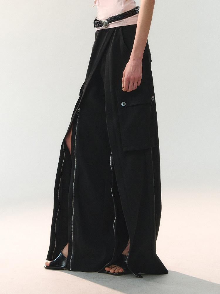 AnnoMundi Cross Layered Panels Zipper Floor Length Women&