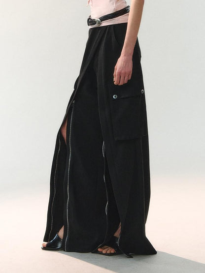 AnnoMundi Cross Layered Panels Zipper Floor Length Women&