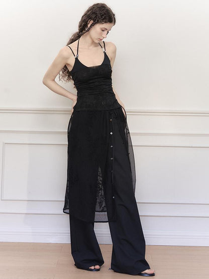 AnnoMundi Crystal Embellished Mesh Camisole Top
