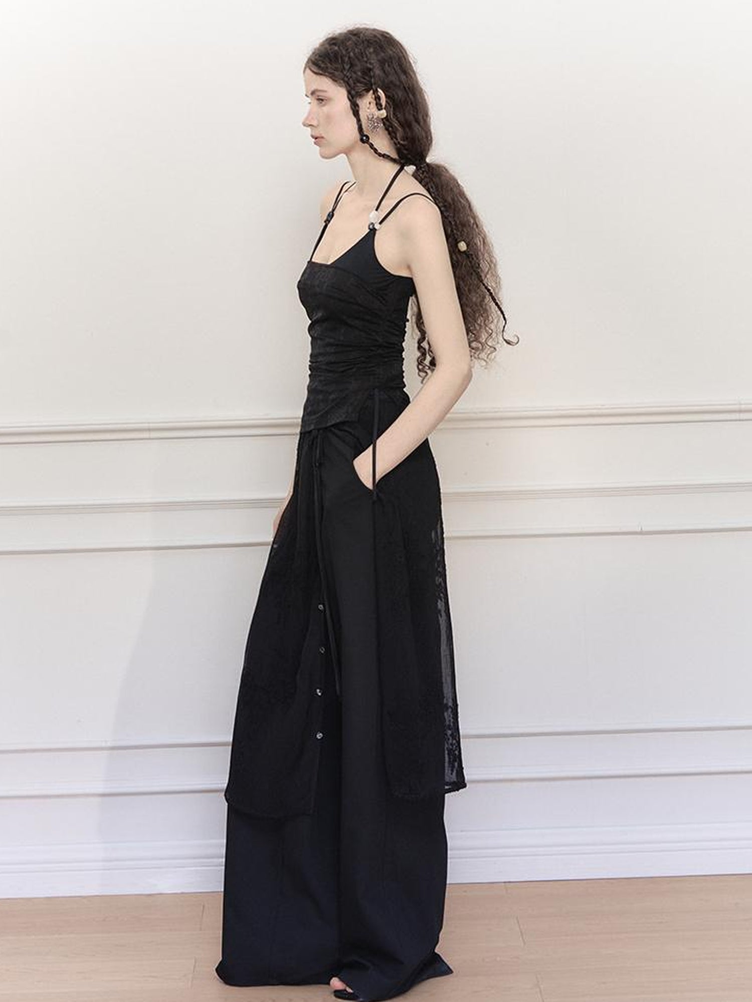 AnnoMundi Crystal Embellished Mesh Camisole Top