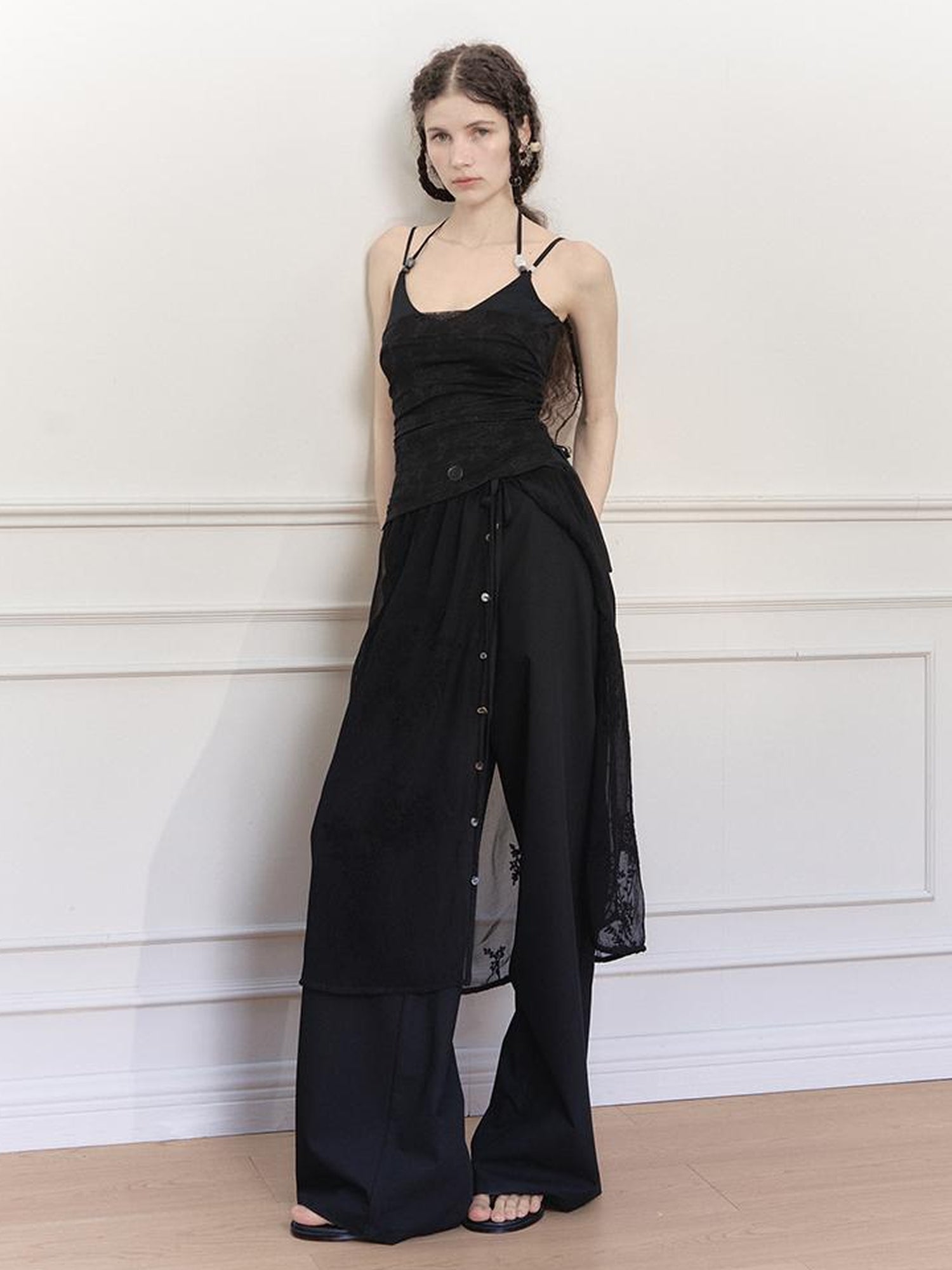 AnnoMundi Crystal Embellished Mesh Camisole Top