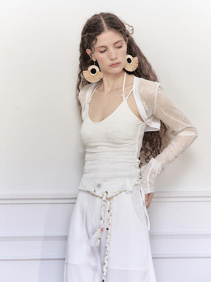 AnnoMundi Crystal Embellished Mesh Camisole Top