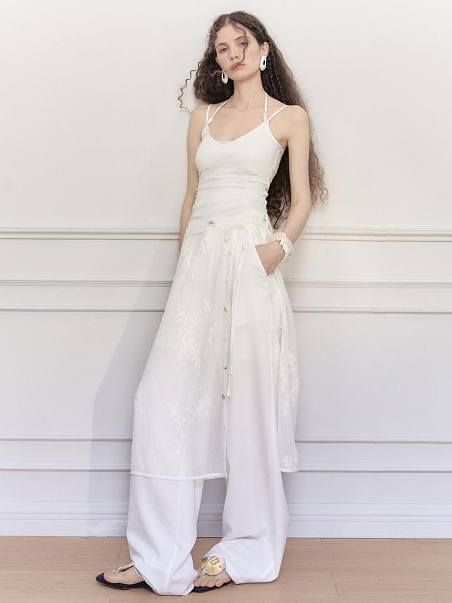 AnnoMundi Crystal Embellished Mesh Camisole Top