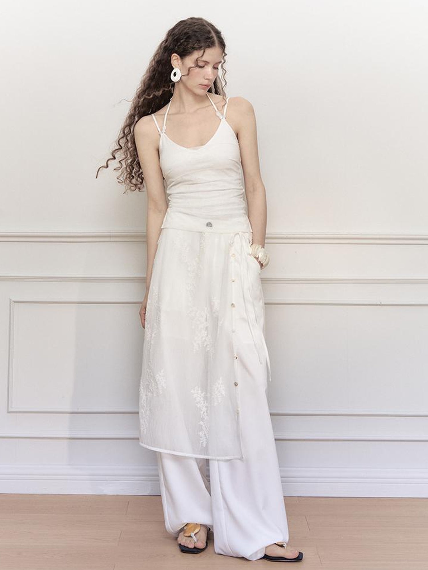 AnnoMundi Crystal Embellished Mesh Camisole Top