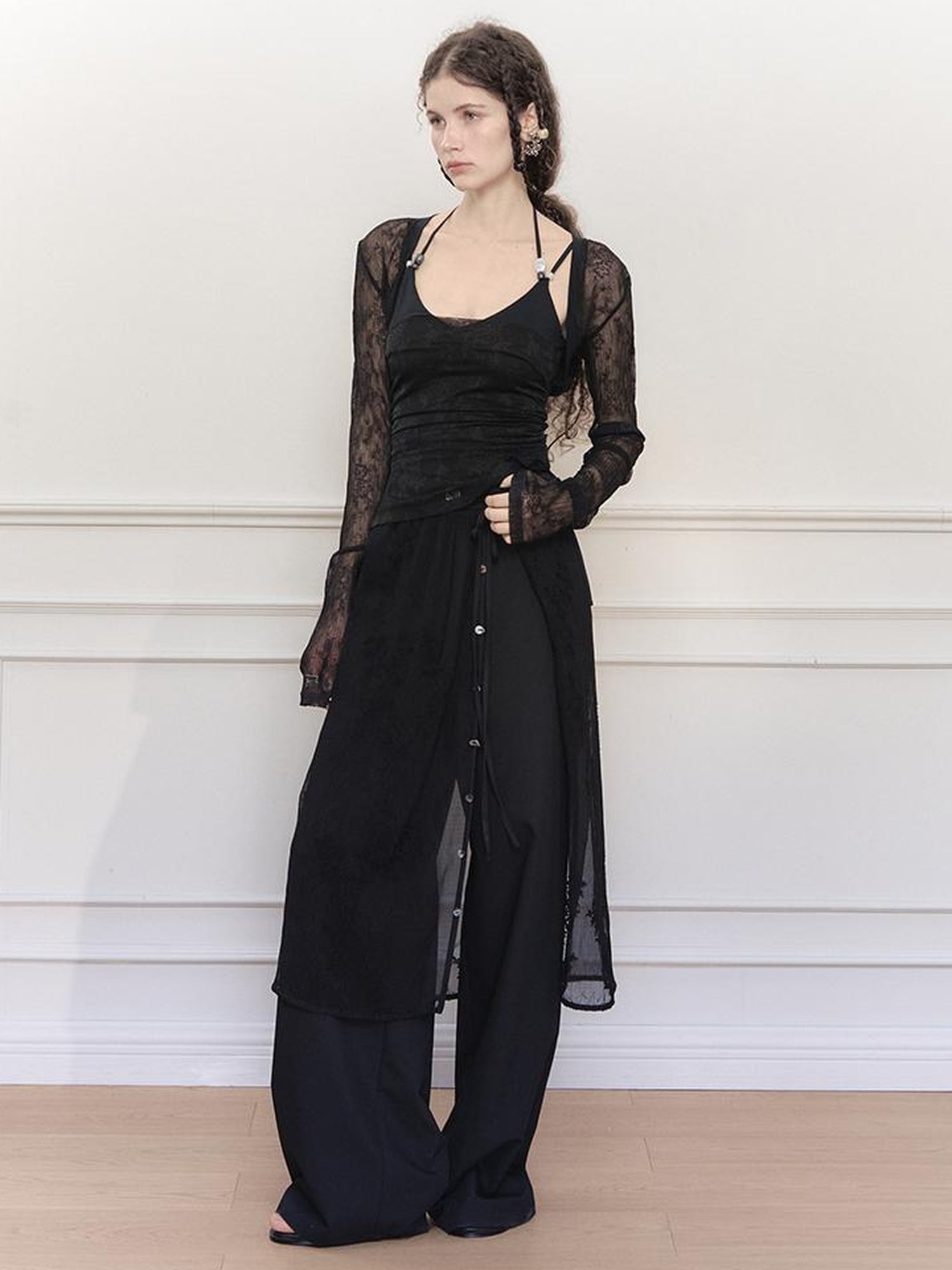 AnnoMundi Crystal Embellished Mesh Camisole Top
