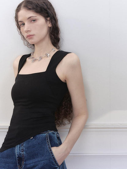 AnnoMundi Cutting Edge Square Neck Slash Hem Tank Top