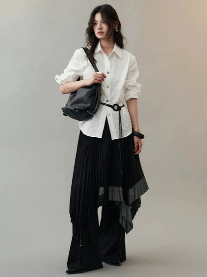 AnnoMundi Dark Flow Pleated Mesh Midi Skirt Skirt