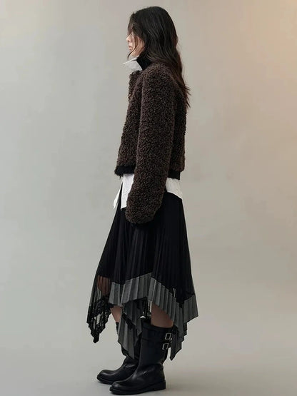 AnnoMundi Dark Flow Pleated Mesh Midi Skirt Skirt