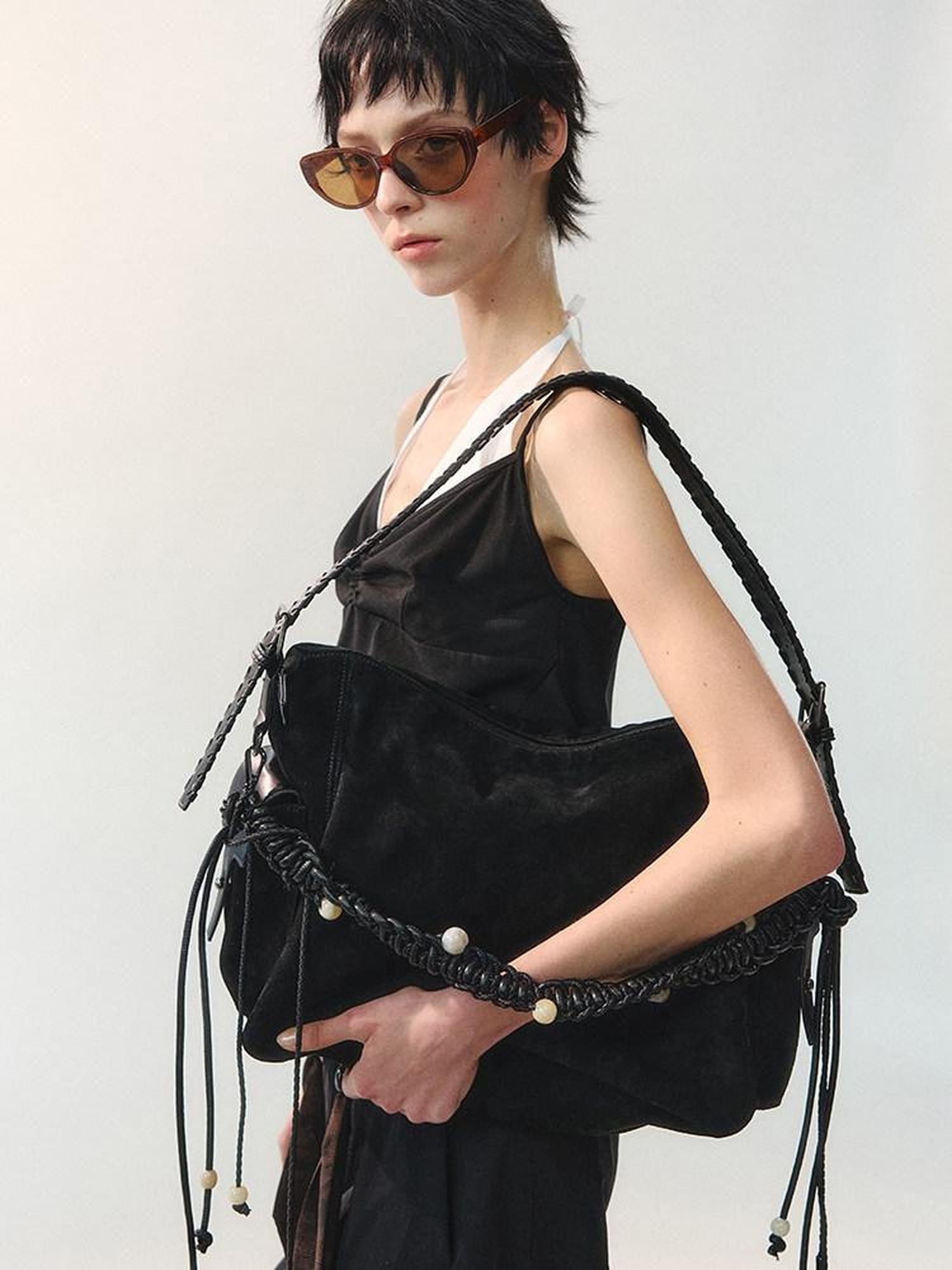 AnnoMundi Dark Night Handmade Vintage Beaded Tote Women&