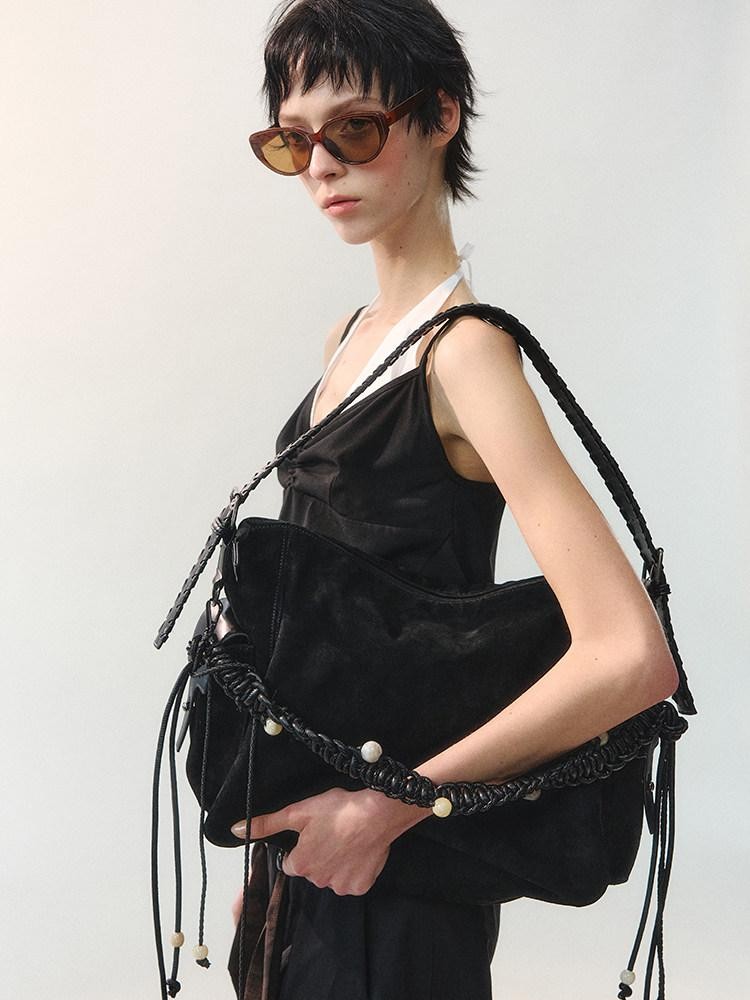 AnnoMundi Dark Night Handmade Vintage Beaded Tote Women&