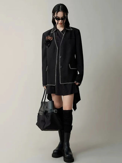 AnnoMundi Deconstructed Asymmetrical Collar Dress V-neck T-shirt Long Sleeve Dresses