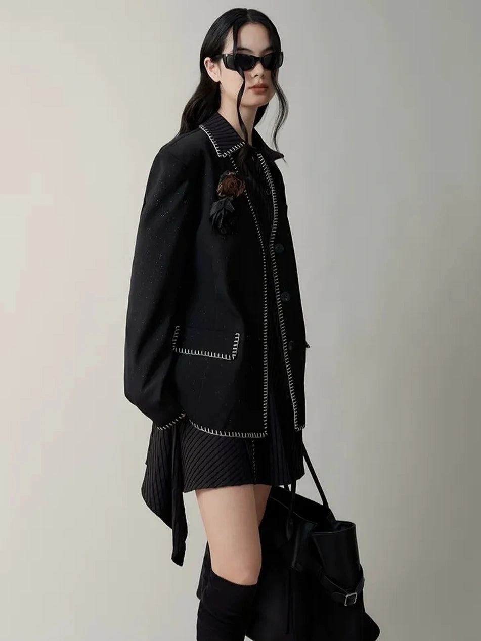 AnnoMundi Deconstructed Asymmetrical Collar Dress V-neck T-shirt Long Sleeve Dresses