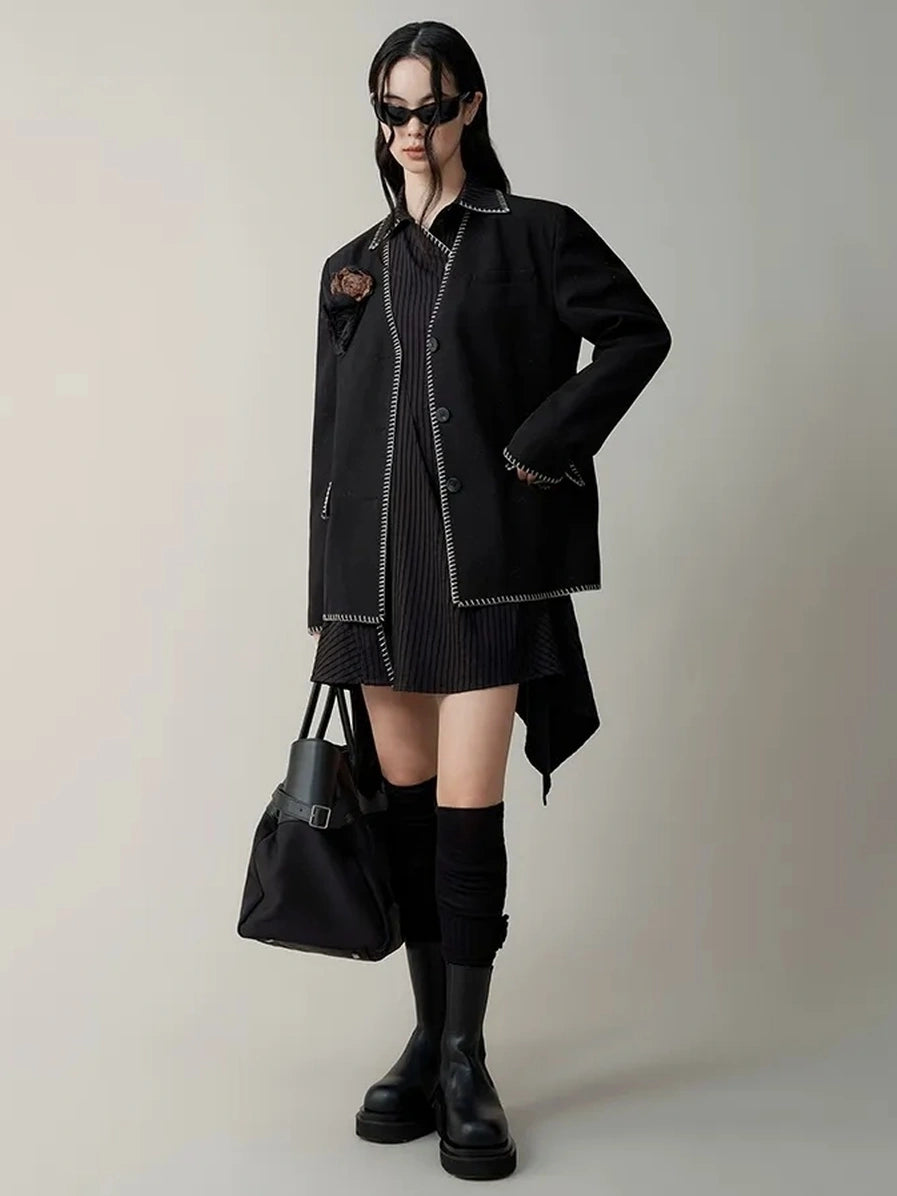 AnnoMundi Deconstructed Asymmetrical Collar Dress V-neck T-shirt Long Sleeve Dresses