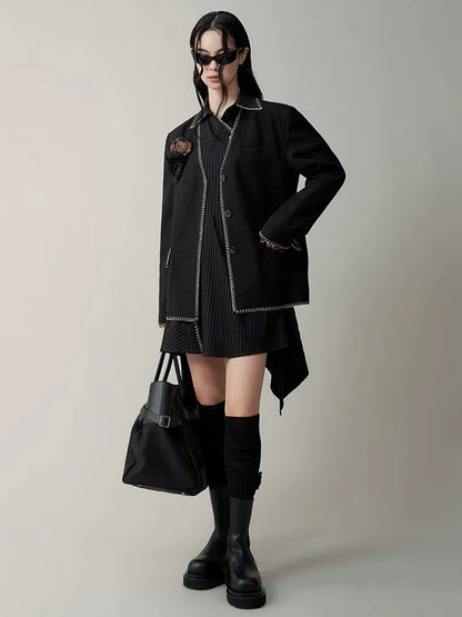 AnnoMundi Deconstructed Asymmetrical Collar Dress V-neck T-shirt Long Sleeve Dresses