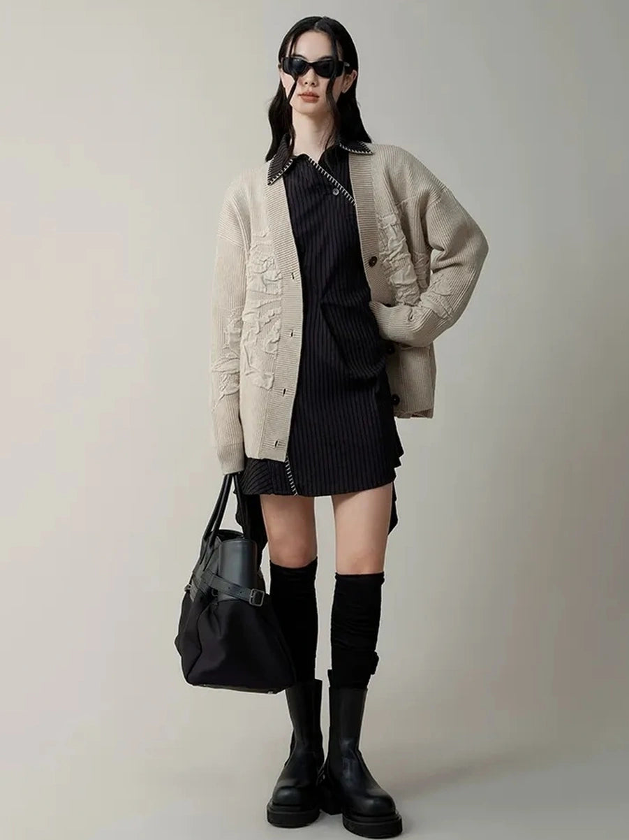 AnnoMundi Deconstructed Asymmetrical Collar Dress V-neck T-shirt Long Sleeve Dresses