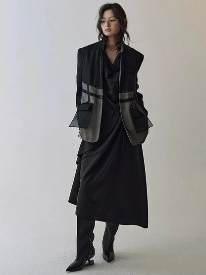 AnnoMundi Deconstructed Black White Mesh Blazer Blazer