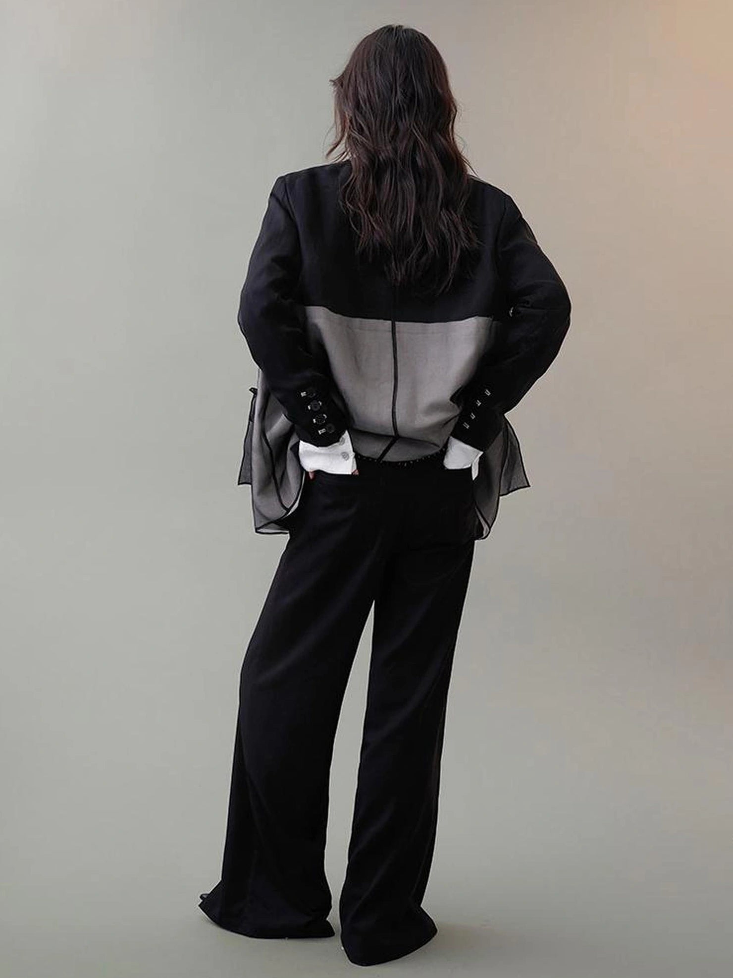 AnnoMundi Deconstructed Black White Mesh Blazer Blazer