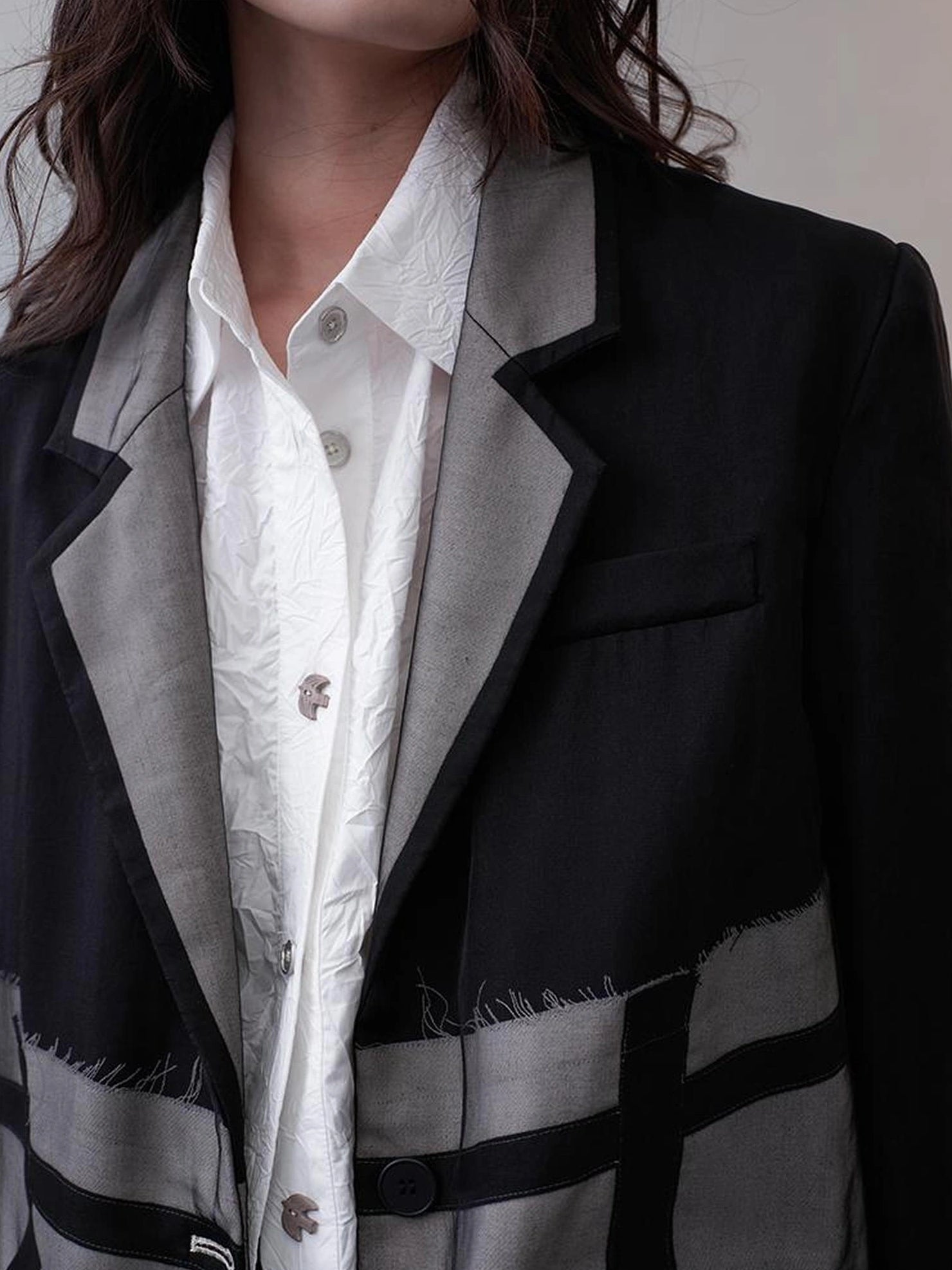 AnnoMundi Deconstructed Black White Mesh Blazer Blazer