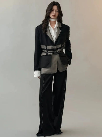 AnnoMundi Deconstructed Black White Mesh Blazer Blazer