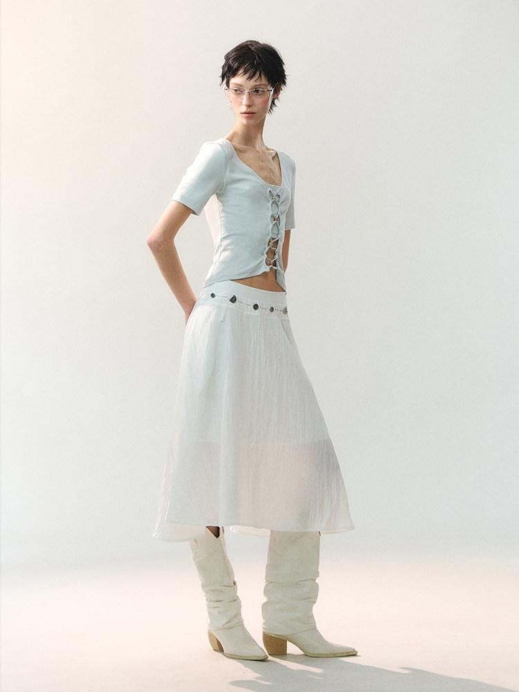 AnnoMundi Deconstructed Hem Metal Button Hand Sewn Women&