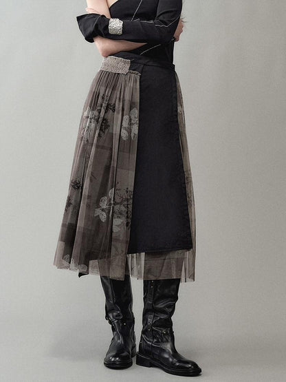 AnnoMundi Deconstructed Layered Floral Print Skirt
