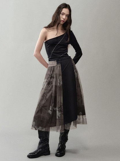 AnnoMundi Deconstructed Layered Floral Print Skirt