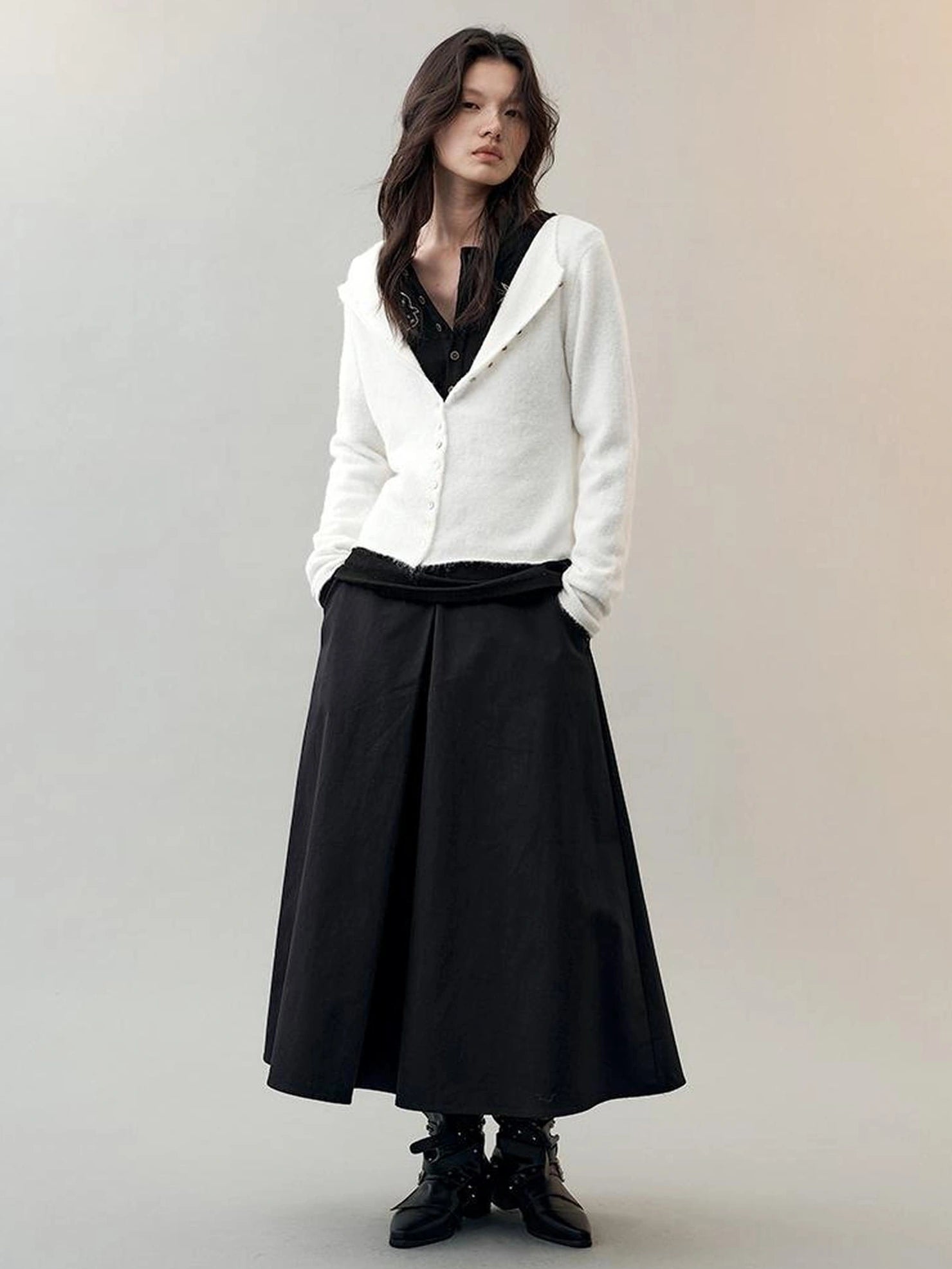 AnnoMundi Deconstructed Overlap Waist Midi Skirt Skirt