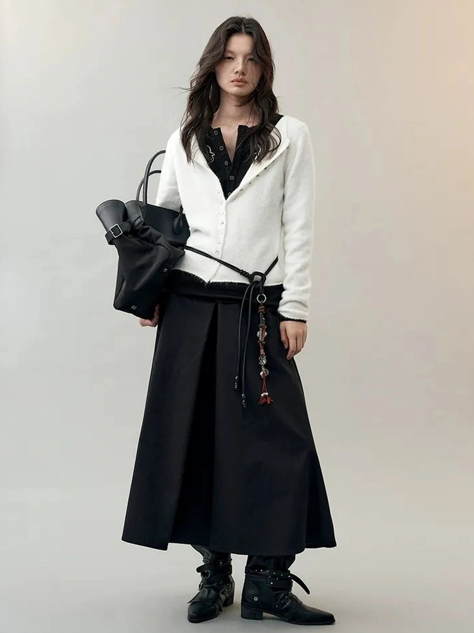 AnnoMundi Deconstructed Overlap Waist Midi Skirt Skirt