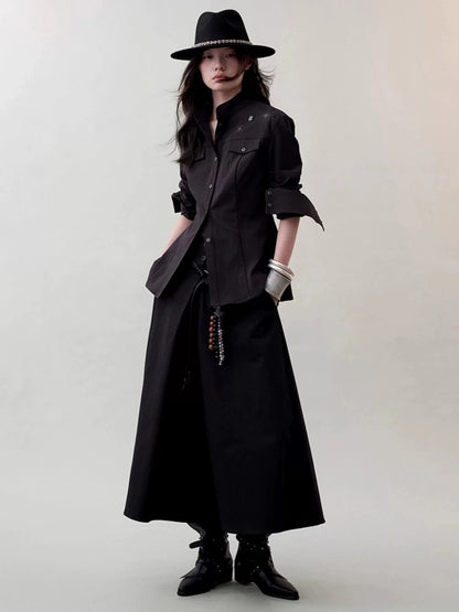 AnnoMundi Deconstructed Overlap Waist Midi Skirt Skirt