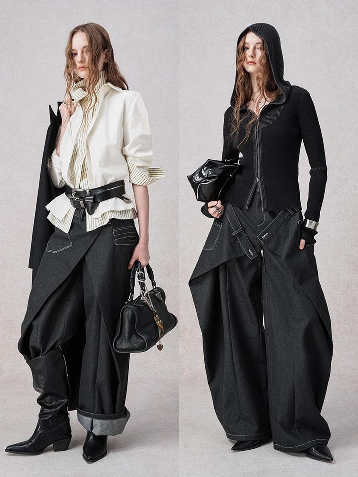 AnnoMundi Deconstructed Overlapping Placket Wide Leg Jeans