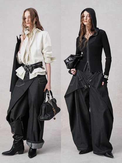 AnnoMundi Deconstructed Overlapping Placket Wide Leg Jeans