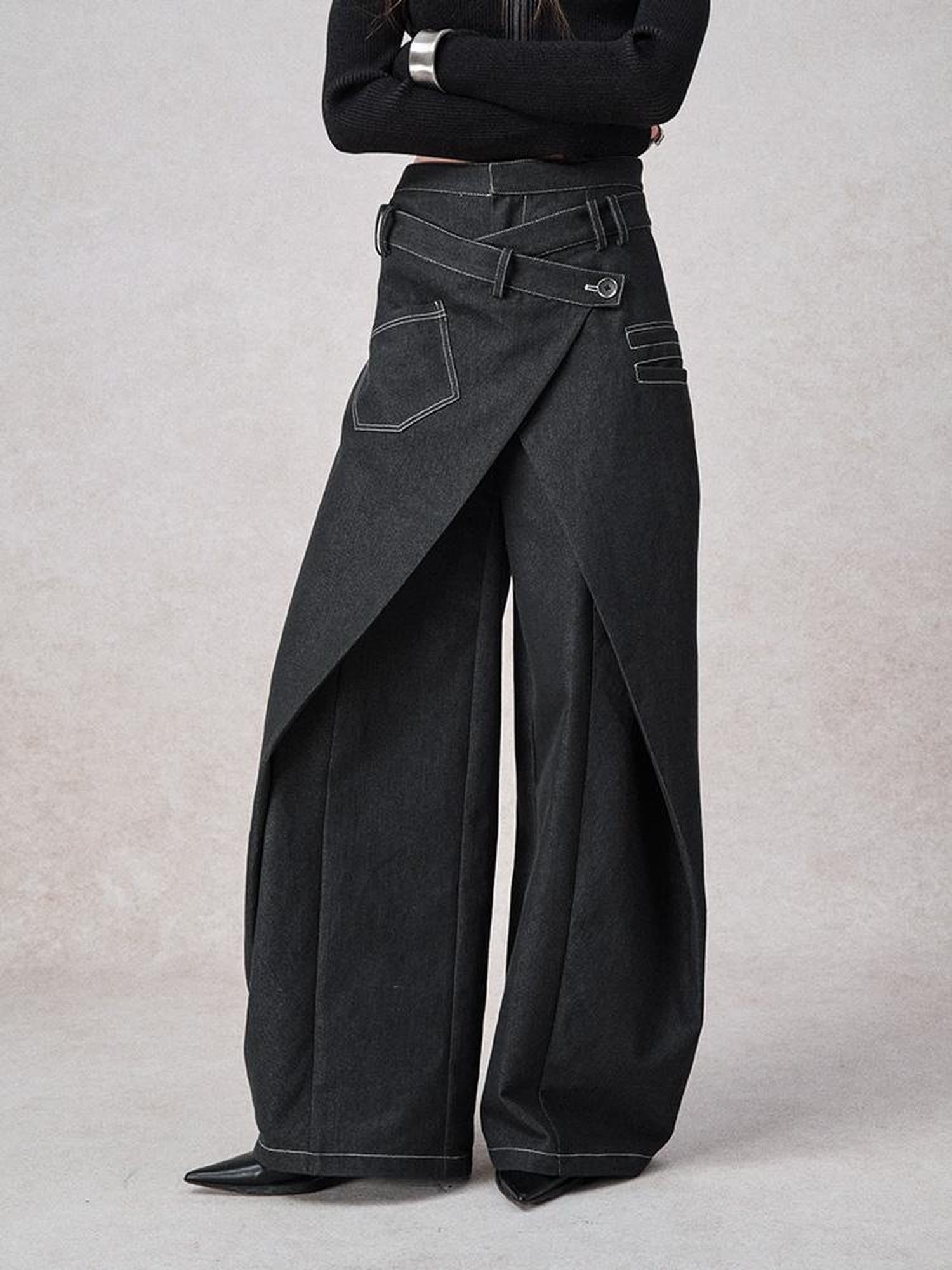 AnnoMundi Deconstructed Overlapping Placket Wide Leg Jeans