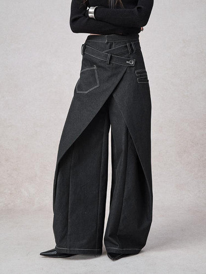 AnnoMundi Deconstructed Overlapping Placket Wide Leg Jeans