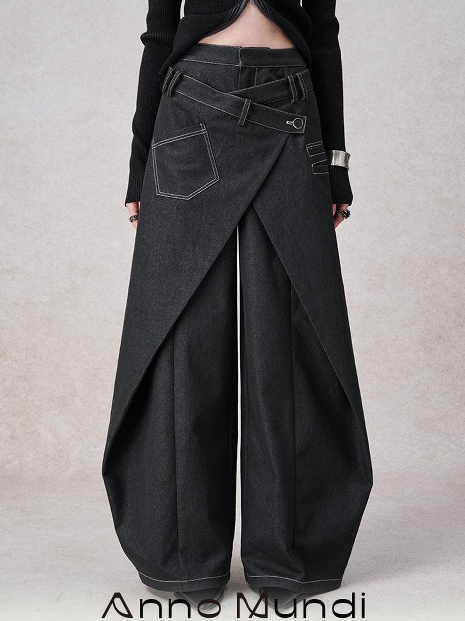 AnnoMundi Deconstructed Overlapping Placket Wide Leg Jeans