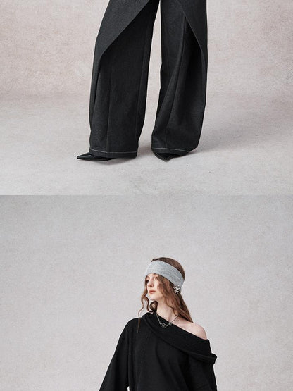 AnnoMundi Deconstructed Overlapping Placket Wide Leg Jeans