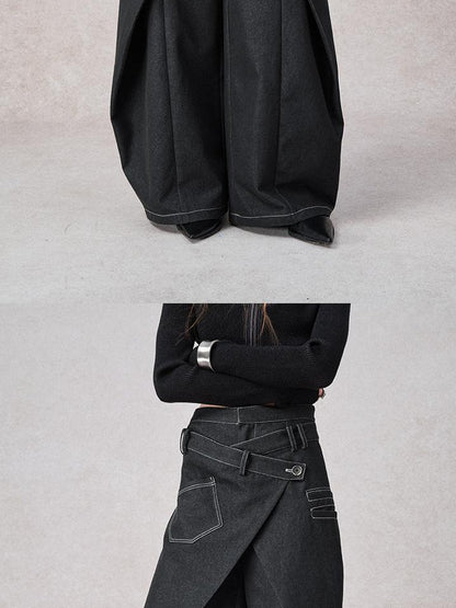 AnnoMundi Deconstructed Overlapping Placket Wide Leg Jeans