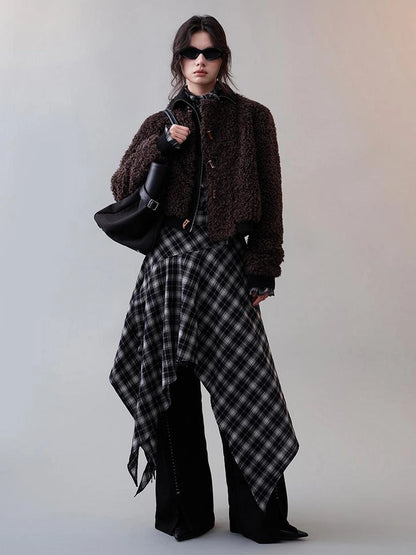 AnnoMundi Deconstructed Plaid Dress With Asymmetric Hem Dresses