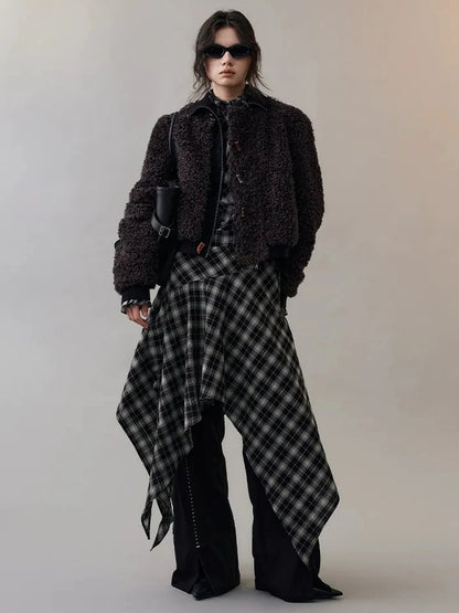 AnnoMundi Deconstructed Plaid Dress With Asymmetric Hem Dresses