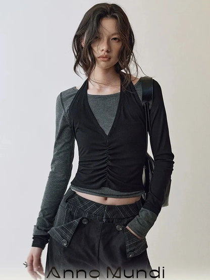 AnnoMundi Deconstructed Striped Layered Top T-shirt