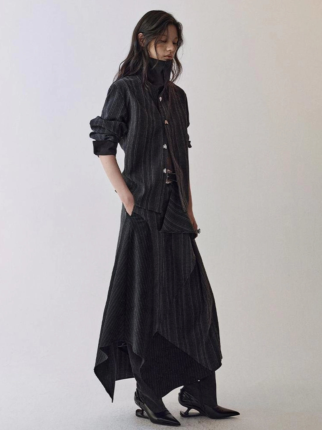 AnnoMundi Deconstructed Striped Shirt And Skirt Set Suits