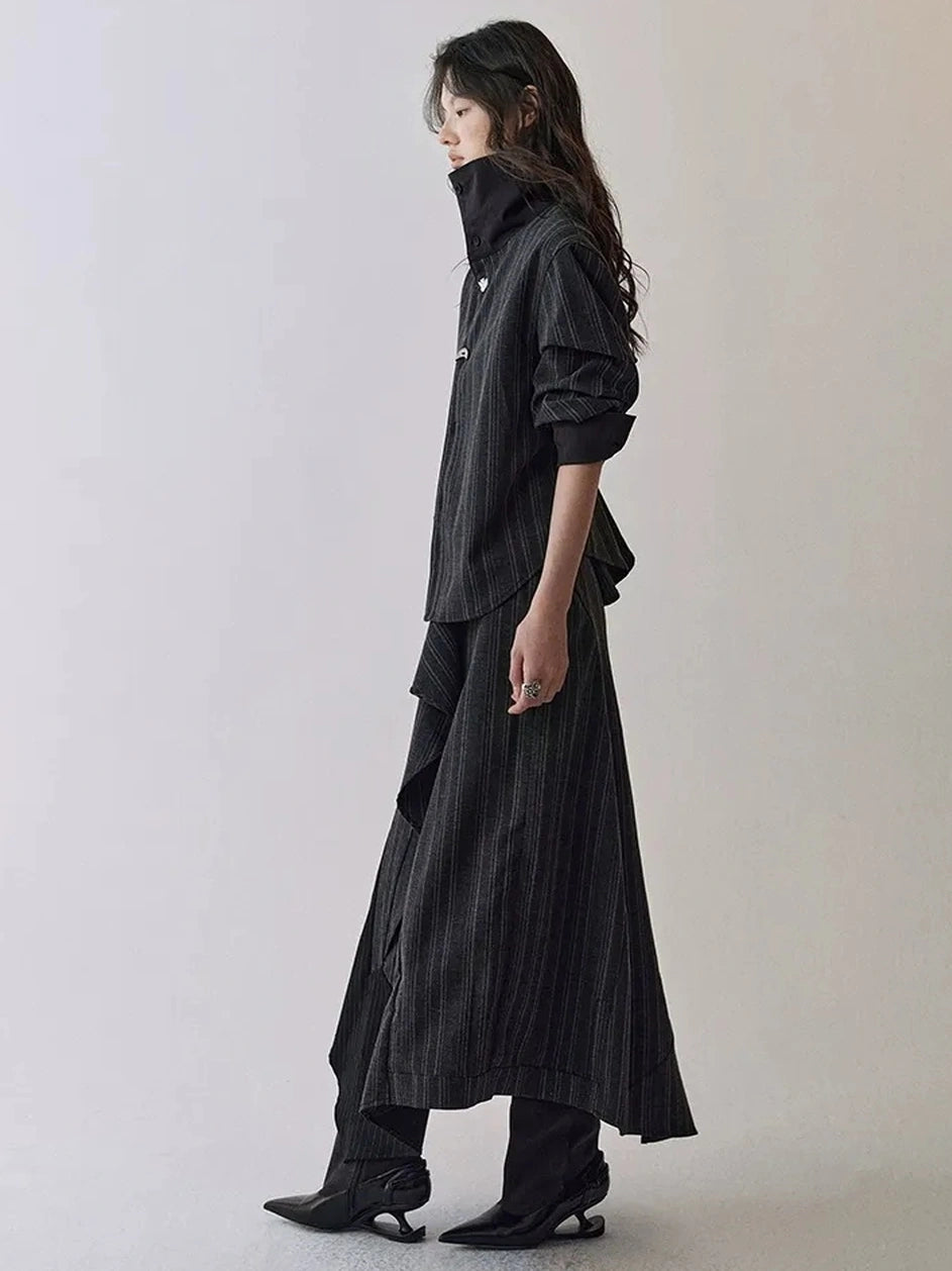 AnnoMundi Deconstructed Striped Shirt And Skirt Set Suits