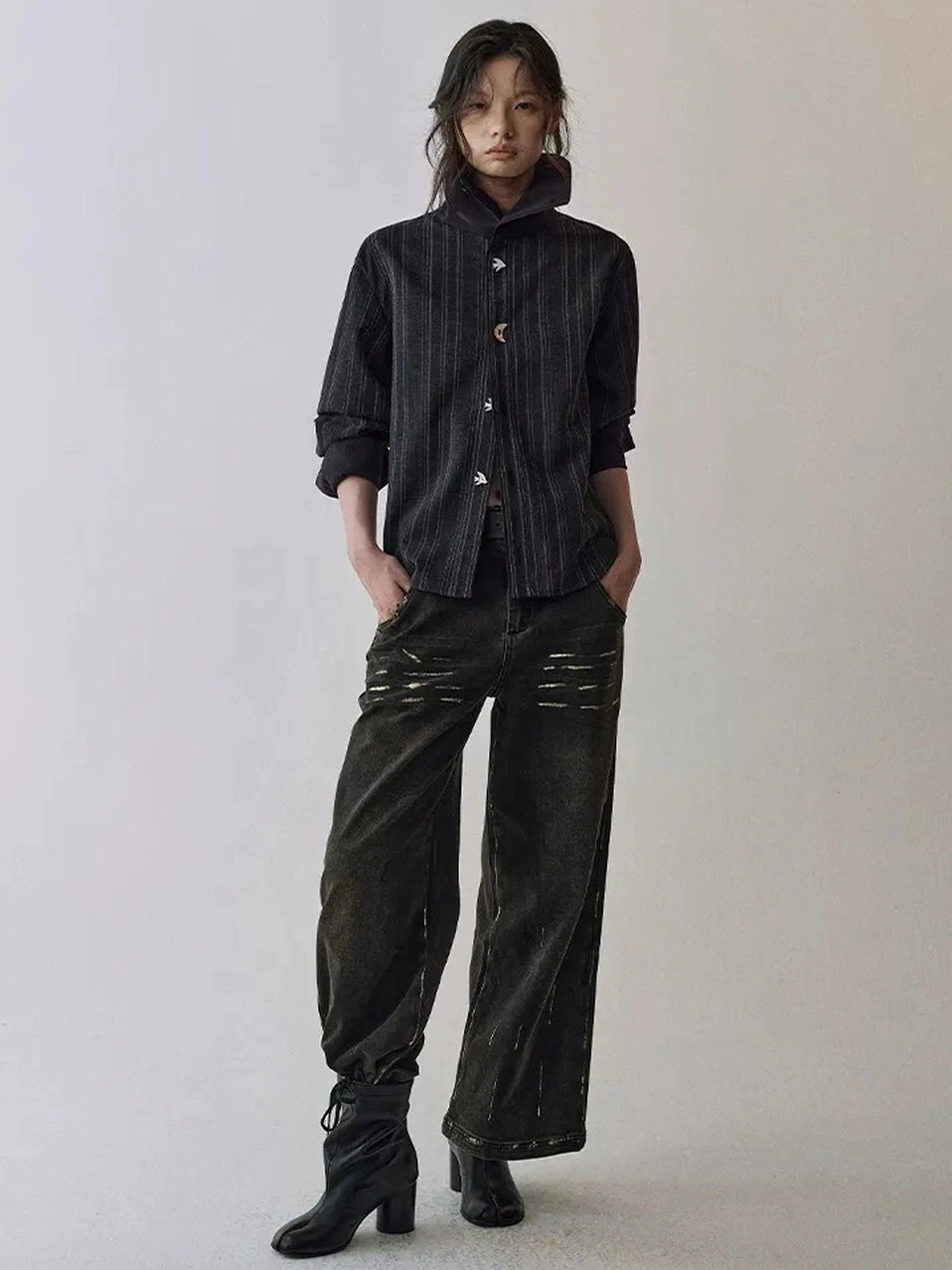 AnnoMundi Deconstructed Striped Shirt And Skirt Set Suits