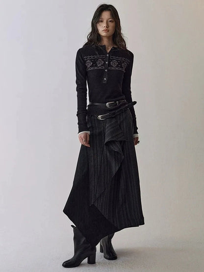 AnnoMundi Deconstructed Striped Shirt And Skirt Set Suits