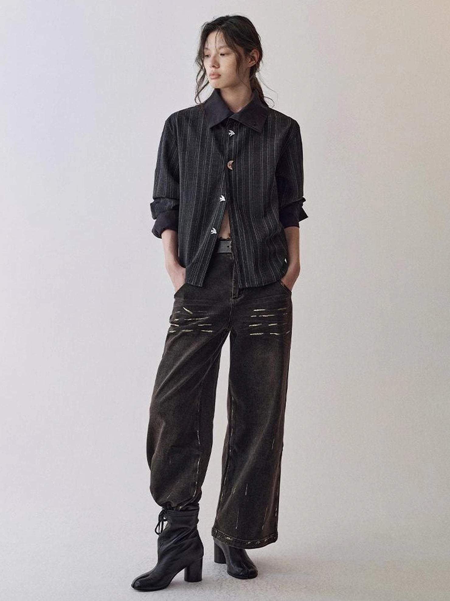 AnnoMundi Deconstructed Striped Shirt And Skirt Set Suits