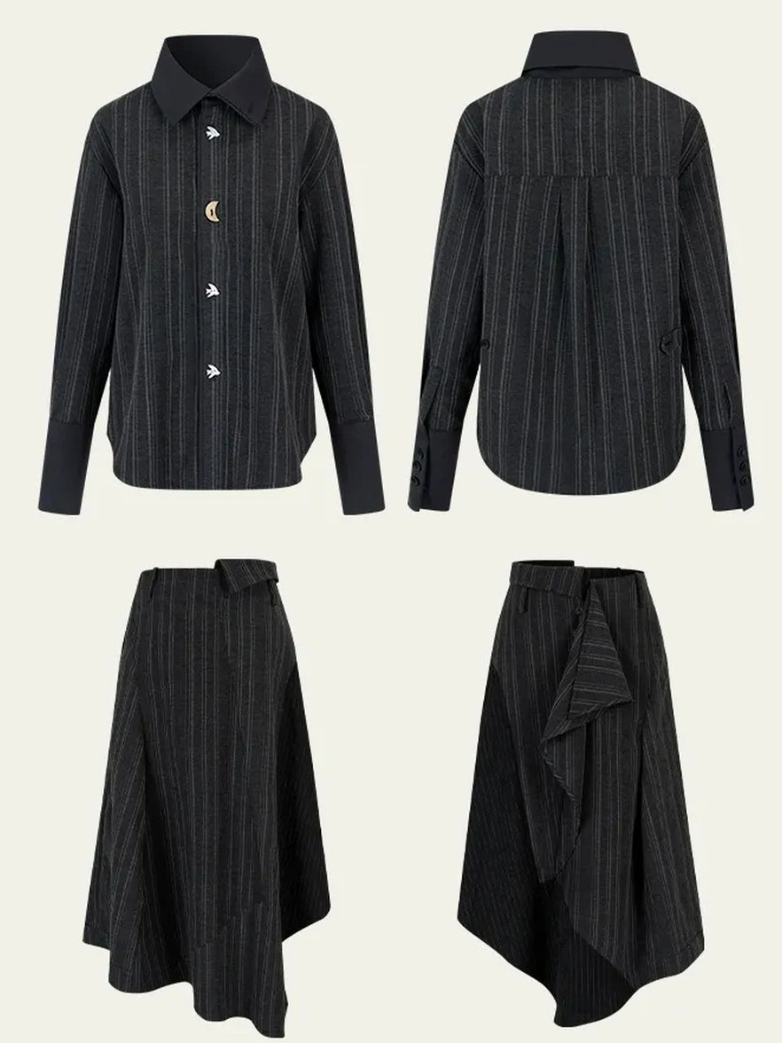 AnnoMundi Deconstructed Striped Shirt And Skirt Set Suits